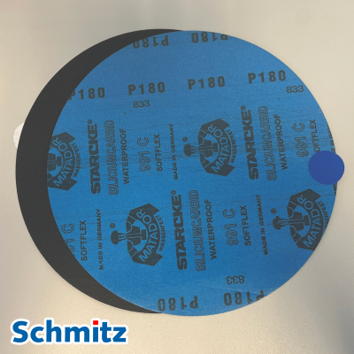 Papier SiC autocollant pour ponçage à leau Starcke, Ø 300 mm, grain P800. UE = 100 feuilles