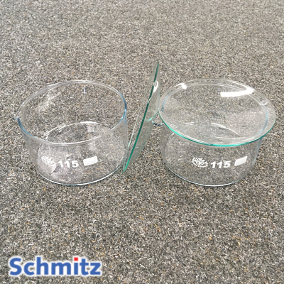 Etching dish (crystallising dish) Ø 115/65 mm, 500 ml with watch glass, 2 each in a set